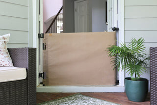Oil Waxed Canvas Pet Safety Gate – Durable, Waterproof, Vintage-Inspired